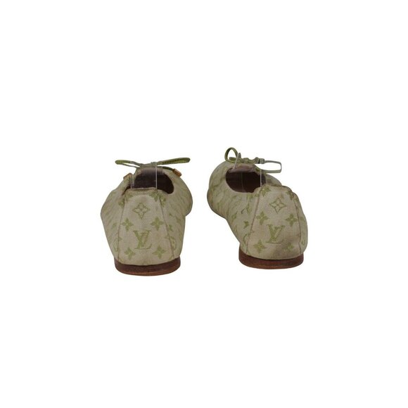 Louis Vuitton Womens Ballet Flats US 7 EU 36.5 Green Mini Lin Monogram Slippers - Picture 6 of 10